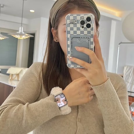 【即納商品】N00109 もこもこシュシュ風 Apple Watchバンド