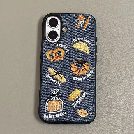 S74568 パン屋さん刺繍デニム iPhoneケース