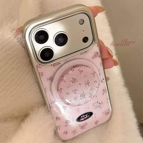 K23129 ローズリボン MagSafeグリップ付きiPhoneケース