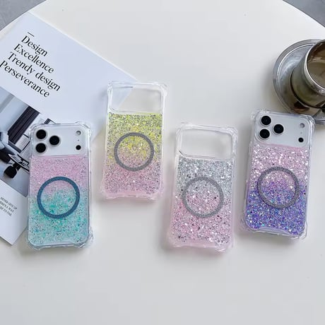 S74969 グリッターグラデーション MagSafe対応 iPhoneケース