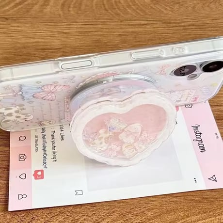 P0363 Twinkle Ribbon Heart MagSafeホルダー