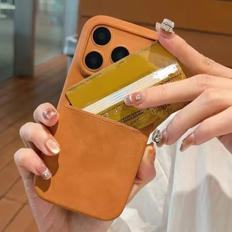 K23001 スリムカードポケット レザー調iPhoneケース