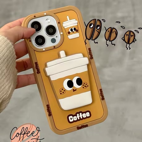 K22615 クッキーラテカップ iPhoneケース（スタンド付き）