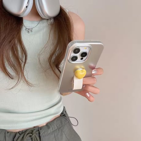 K22864 ぷっくりハートのメタリックiPhoneケース