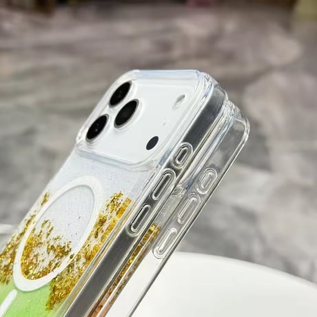 L62475 きらめきグリッターウェーブ MagSafe対応 iPhoneケース