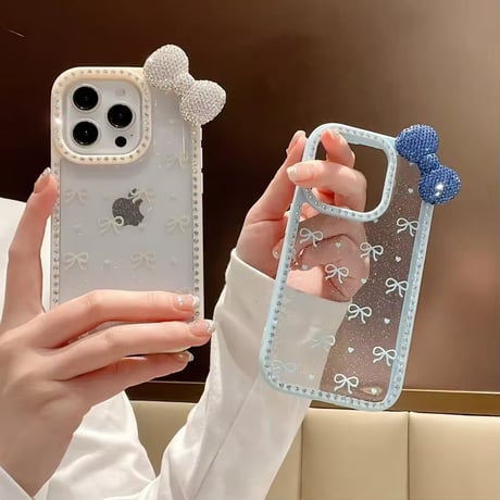 L62218 きらきらリボン付きクリアiPhoneケース