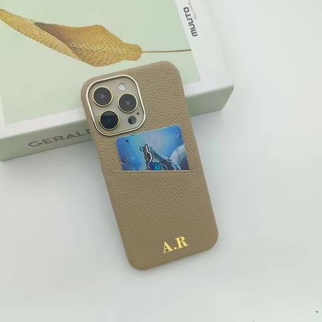 K23055 イニシャル刻印対応 カードポケット付きiPhoneケース