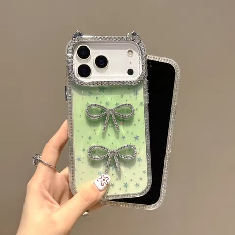 L62342 リボンスターグリッターiPhoneケース