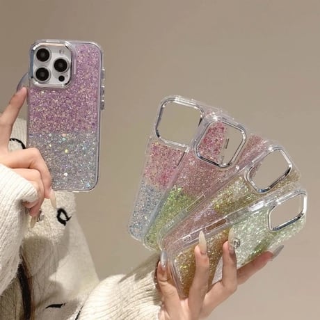 S74615 きらめきグラデーションのラメiPhoneケース