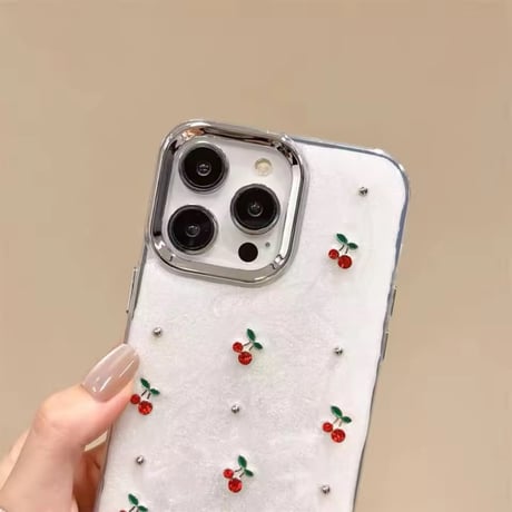 S75140 さくらんぼパールホワイト iPhoneケース