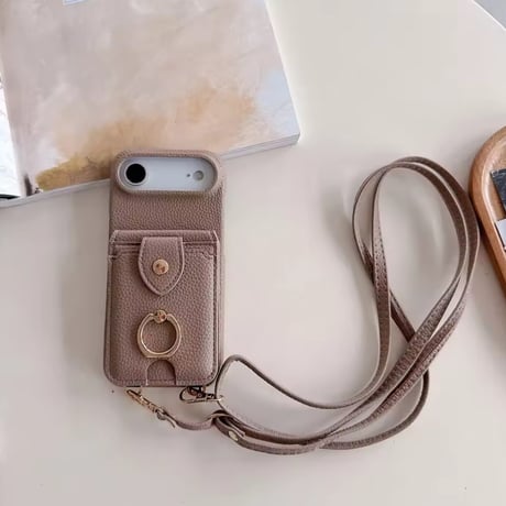 K22925 ミラー＆カードポケット付きショルダーiPhoneケース