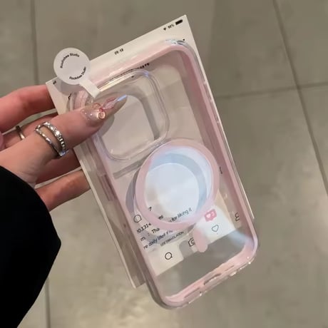 L62386 カラーフレームクリア MagSafe対応 iPhoneケース