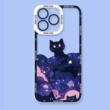 L62217 夜空にまよいねこiPhoneケース