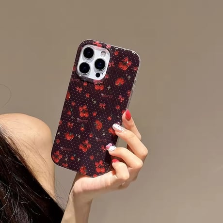 S75197 チェリーリボン ドットiPhoneケース
