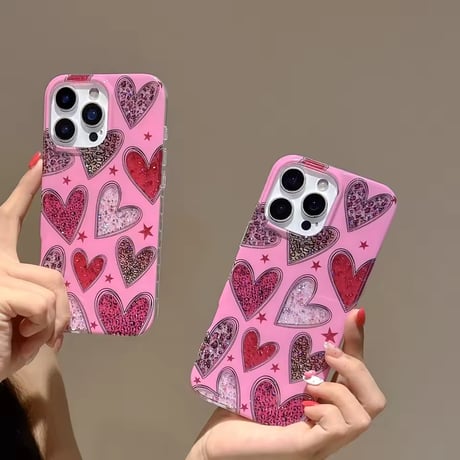S74933 きらめきハートグリッターiPhoneケース