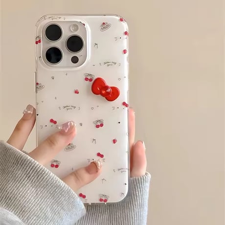 S75358 チェリードットリボン iPhoneケース