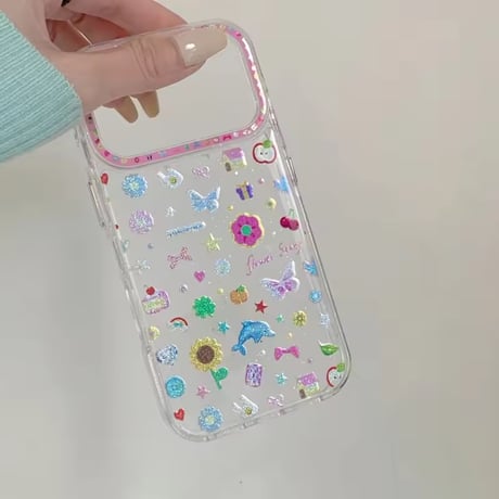 L62437きらめきモチーフコラージュiPhoneケース