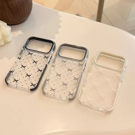 L62461 リボンドットクリアiPhoneケース