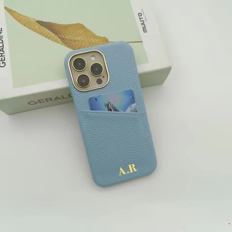 K23055 イニシャル刻印対応 カードポケット付きiPhoneケース
