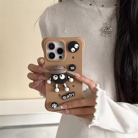 S74834 もこもこキャラの立体iPhoneケース