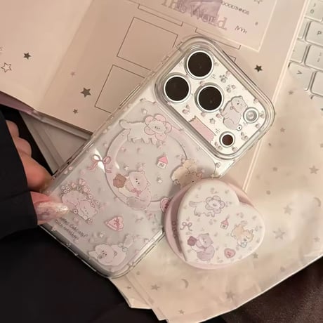 K23185 ねこちゃんハートMagSafeソケット付き iPhoneケース