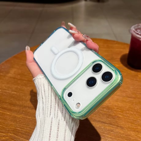 L62277 カラーフレームMagSafe対応クリアiPhoneケース