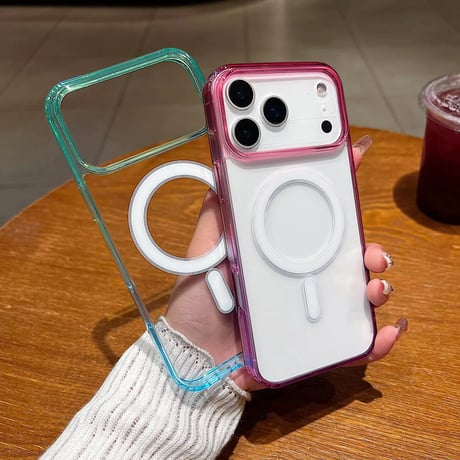 L62277 カラーフレームMagSafe対応クリアiPhoneケース