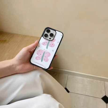 S74706 ピンクバタフライiPhoneケース