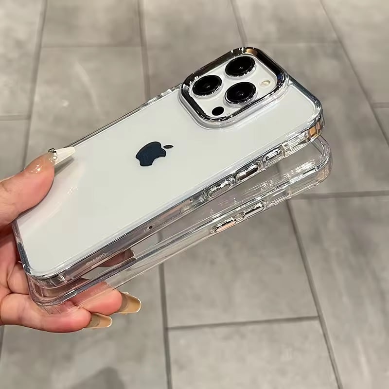 L62424 シルバーカメラフレームクリアiPhoneケース | nanomita