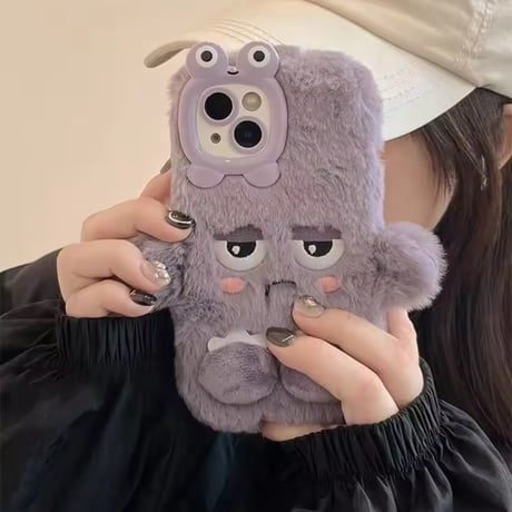 S75255 もこもこおめめ アニマルiPhoneケース