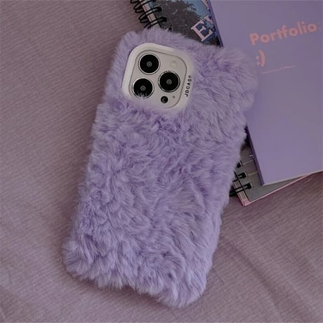 S73587  もこもこファーiPhoneケース