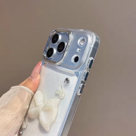 L62428 うるツヤリボンジュエルクリアiPhoneケース