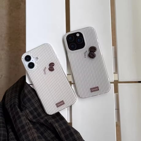 S75121 コーヒービーンズ ストライプ iPhoneケース