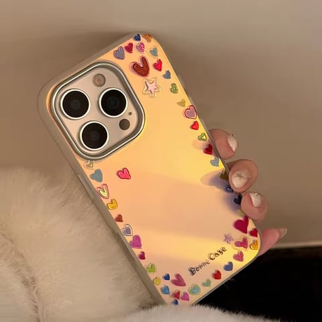 S75137 カラフルハートフレームiPhoneケース