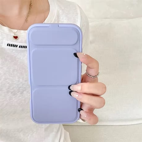 K23031 くすみカラー背面スタンド付きiPhoneケース