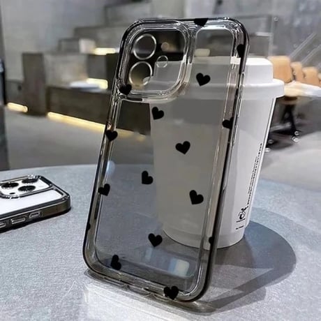【即納商品】L62164 モノトーンハートのクリアiPhoneケース