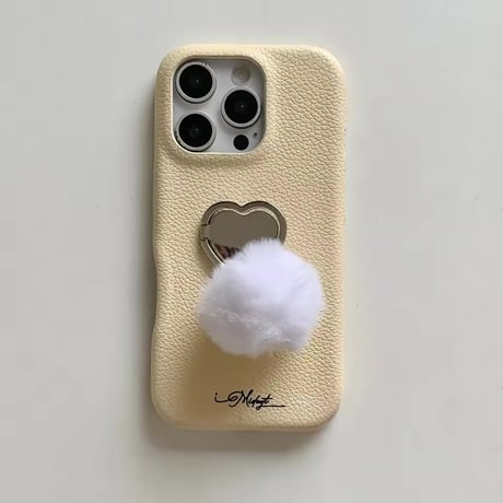 K22993 ふわもこハートポンポン iPhoneケース