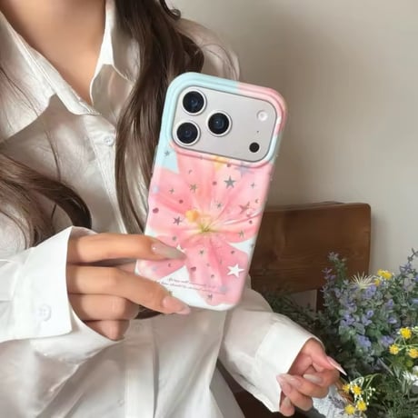 S75627 スターリーピンクフラワー iPhoneケース