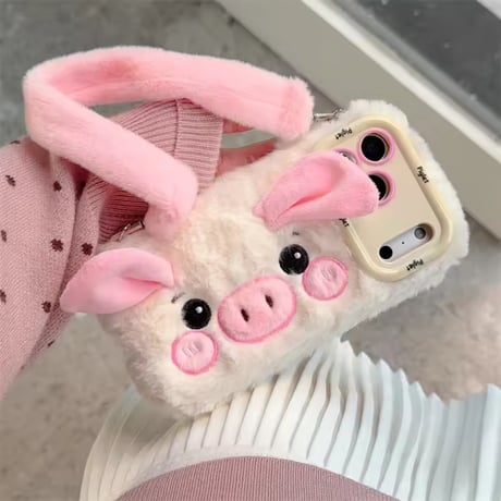 K22970 ふわもこピギーショルダー iPhoneケース