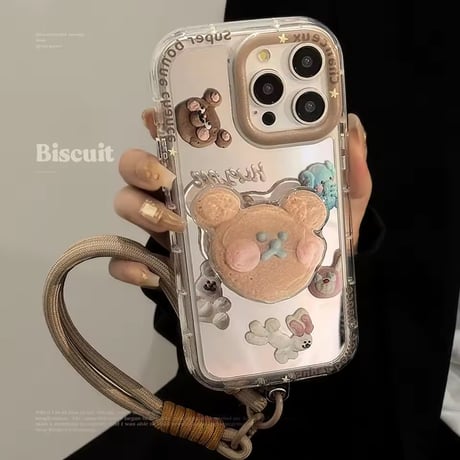 K23168 くまちゃんソケット＆ハンドストラップ付き iPhoneケース