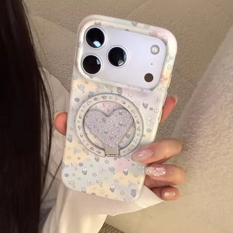 K23160 ハートリングフラワー MagSafeグリップ付きiPhoneケース