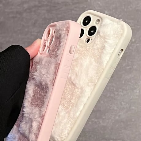 S74335 ふわもこチェック iPhoneケース