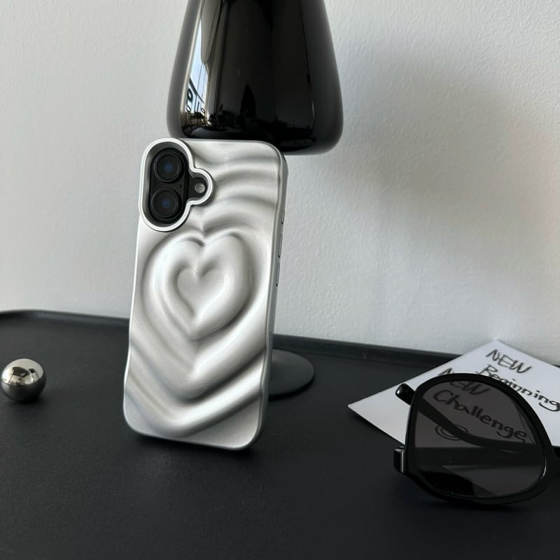 Heart shape silver iphoneケース S74431 | nanomita