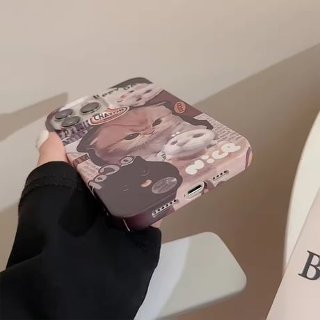 S75113 もふねこステッカー風 iPhoneケース