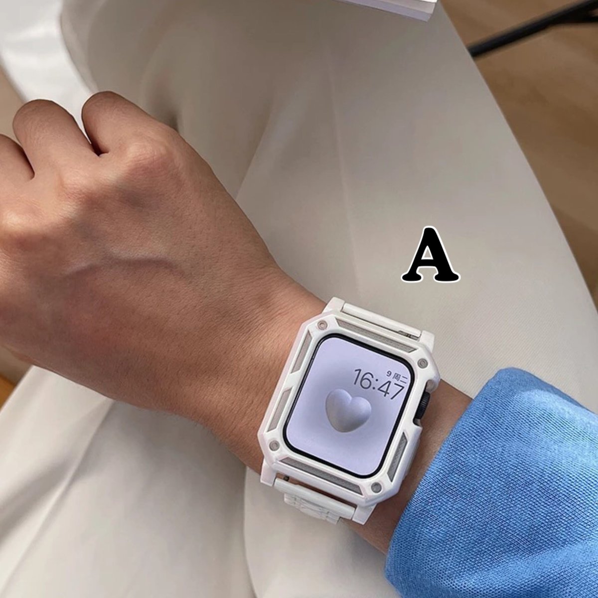 N00065 クリアチェーン＆ホワイトタフのApplewatchベルト | nanomita