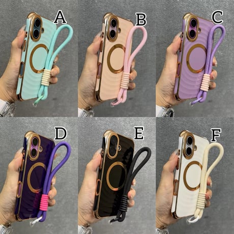 K22671 MagSafe対応ゴールドサークルストラップ iPhoneケース