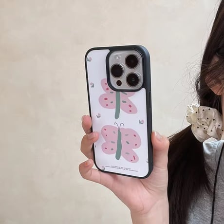S74706 ピンクバタフライiPhoneケース