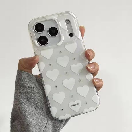S75460 ホワイトハートドットiPhoneケース