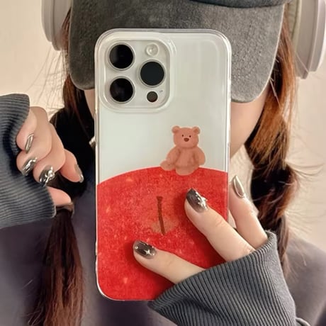 S74622 くまとりんごのほっこりiPhoneケース
