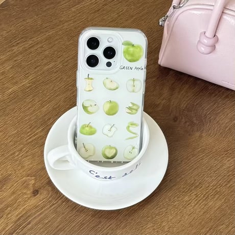 S74773 グリーンアップル柄iPhoneケース